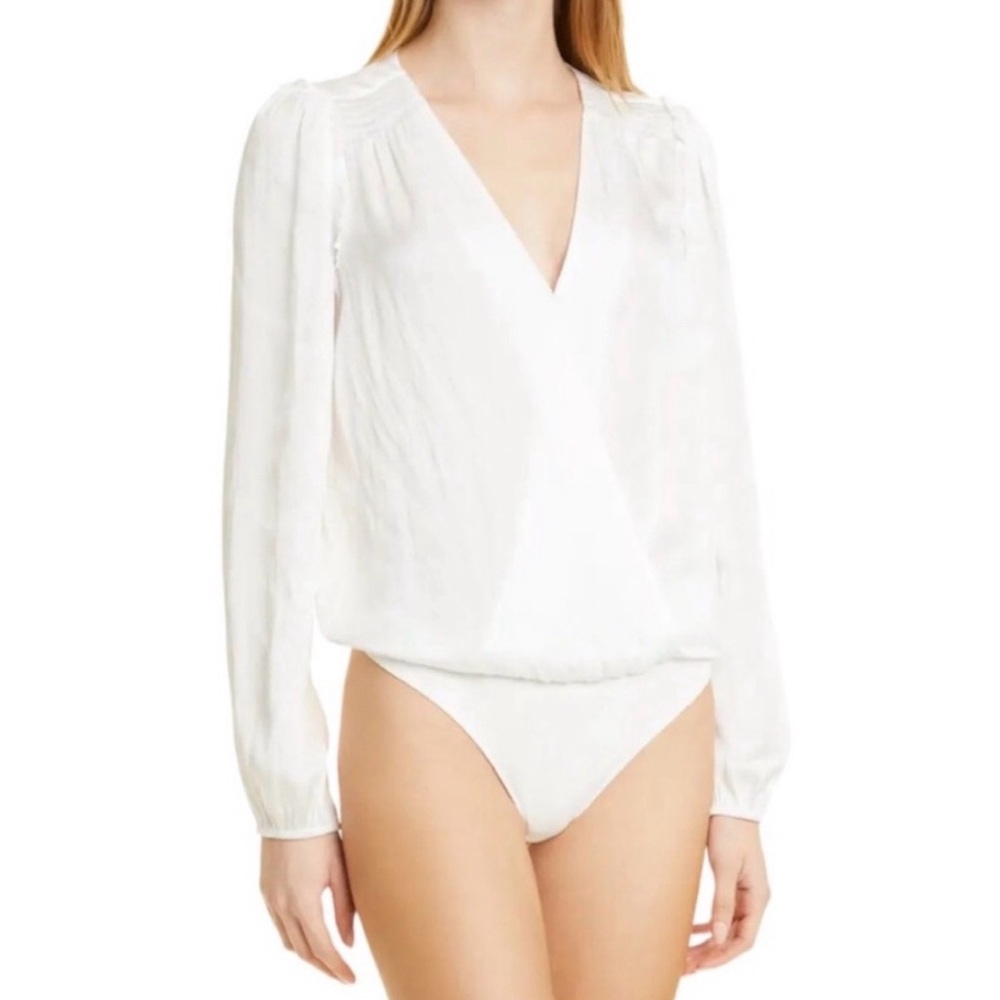 NWT PAIGE Whitney White Long Sleeve Bodysuit